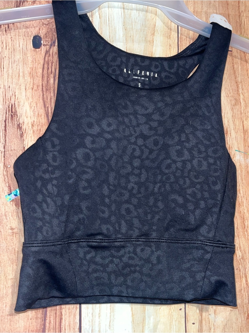 Anthropologie All-Fenix Metallic Black Cheetah Sports Bra Size Small
